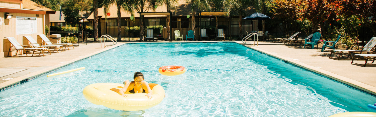 A resident swims in the pool at Cranbrook.